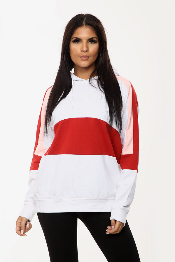 White and Red Fancy Sweat Shirt for Girls